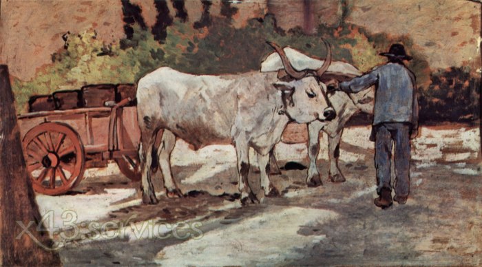 Giovanni Fattori - Bauer mit Ochsenkarren - Farmer with oxcart